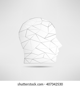 Human head profile silhouette isolated. 3d mans head avatar. Internet anonymous head profile pic. Social network guest avatar.