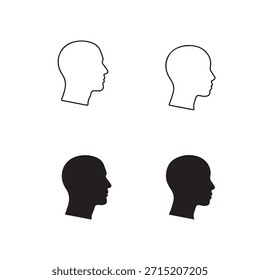 Human Head Profile Silhouette Set