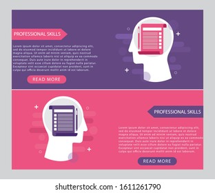 human head profile skills icon concept flat design
