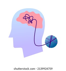 Human Head Psychology Help Isolated. Vector Illustration of Man with Minds.