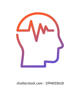 Human head pulse icon, Medical brain and mental health concept, Line design for logo, apps, UI and websites, Isolated on white background, Vector illustration