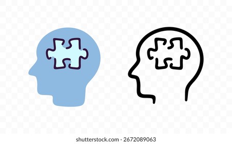 Cabeza humana con rompecabezas dentro, Diseño gráfico. Intelecto, inteligencia, lógica y pensamiento, diseño de Vectores e ilustración