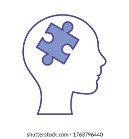 menschlicher Kopf mit Rätsel-Linie und füllen Stil Symbol Design, Innovation Idee und Kreativität Thema Vektorgrafik