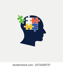 Human Head with Puzzle Pieces – Concept of Mind, Thinking, and Problem-Solving