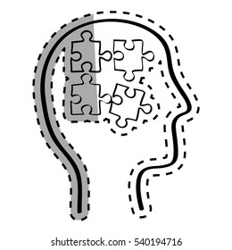 Human head with puzzles inside icon vector illustration graphic design
