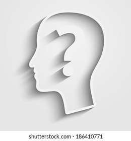 Human head with question mark.