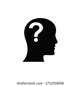 human head with Question mark icon, Question sign symbol flat design style, vector illustration