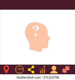 Human head with question mark  icon. Vector design. 