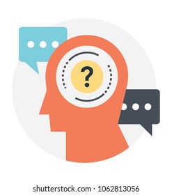 
Human head with question mark symbol. Flat vector 
