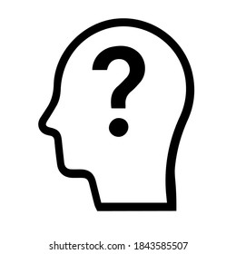 Human Head With Question Mark Symbol On White