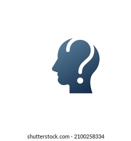 Human head with question mark symbol. FAQ concept. Stock vector illustration isolated on white background