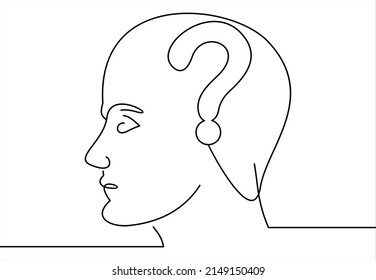 Human head with question mark symbol. "Doubt" concept.