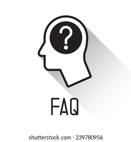 Human head with question mark symbol, FAQ concept