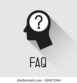 Human head with question mark symbol, FAQ concept