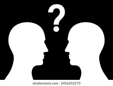 Human Head with Question Mark. Vector Illustration.
