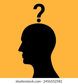 Human Head with Question Mark. Vector Illustration.