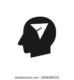 Human head with Send message sign silhouette black vector illustration