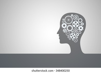 Human head  with set of gears as a symbol work of brain, Eps10 vector background for your design