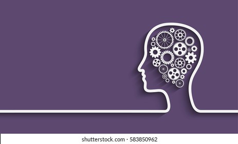 Human head with set of gears as a symbol work of brain, Eps10 vector background for your design