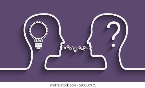 Human head with set of gears as a symbol work of brain, Eps10 vector background for your design