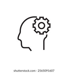 human head setting gear automation icon vector eps outline