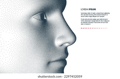 Human head side view. Cover design template. Minimalistic design for business presentation, placard, banner, cover, brochure or notebook. 3d vector illustration with place for text. 