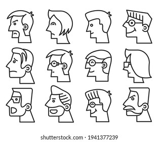 conjunto de vectores de iconos de la vista frontal humana