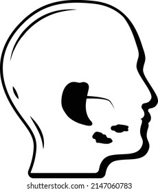 Human Head Side View vector line icon Design, Organ System Symbol, Human Anatomy Sign, Human Body Parts Stock illustration, Salivary gland Concept