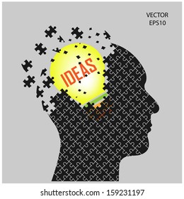 Human head sign and idea concept ,puzzle head,vector illustration 