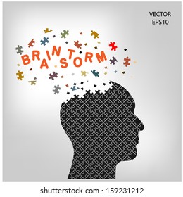 Human head sign and idea concept ,puzzle head,vector illustration
