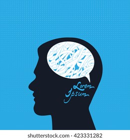 Human head silhouette with abstract mind logo / label / icon