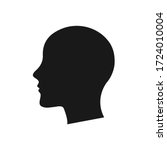 Human head silhouette black color vector white background