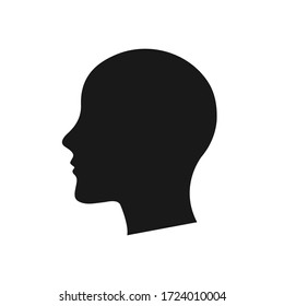 Human head silhouette black color vector white background - Shutterstock ID 1724010004