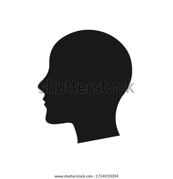 Human\
head silhouette black color vector white\
background