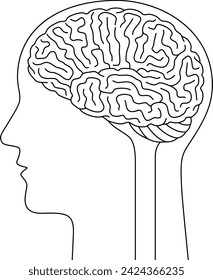 Human head silhouette with brain