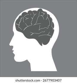 
Human head silhouette, brain visible.