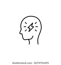 Silueta de la cabeza humana con el símbolo de la idea de la lluvia de ideas que representa el concepto de Inspiración