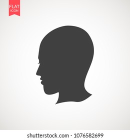 Human head silhouette. It can be used as part of various graphic compositions, or in itself