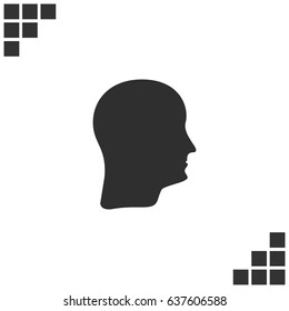 Human head silhouette. Can be used as part of various graphic compositions, or in itself.