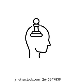 Human Head Silhouette With Chess Pawn Representing Strategic Thinking