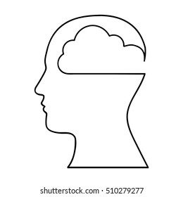 human head silhouette with cloud icon image 