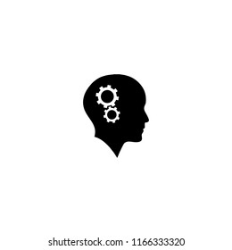 human head silhouette with cogwheels