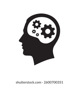 human head silhouette with cogwheels