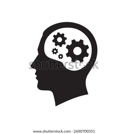 human head silhouette with cogwheels
