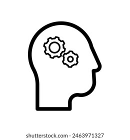 Human Head Silhouette With Cogwheels - vector icon