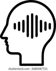 Human head silhouette design featuring sound waves or abs in a creative and modern style