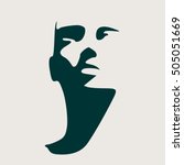 Human head silhouette. Face front view. Elegant silhouette of part of human face. Vector Illustration