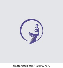 Human head silhouette. Face front view. Elegant silhouette of part of human face. Vector Illustration