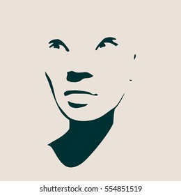 Human head silhouette. Face front view. Elegant silhouette of part of human face. Vector Illustration of an asian woman
