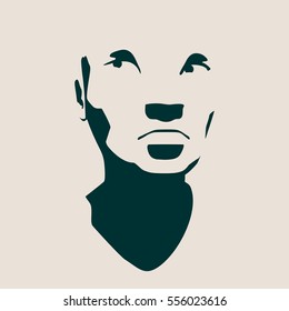 Human head silhouette. Face front view. Elegant of part of face. Vector Illustration of an asian woman